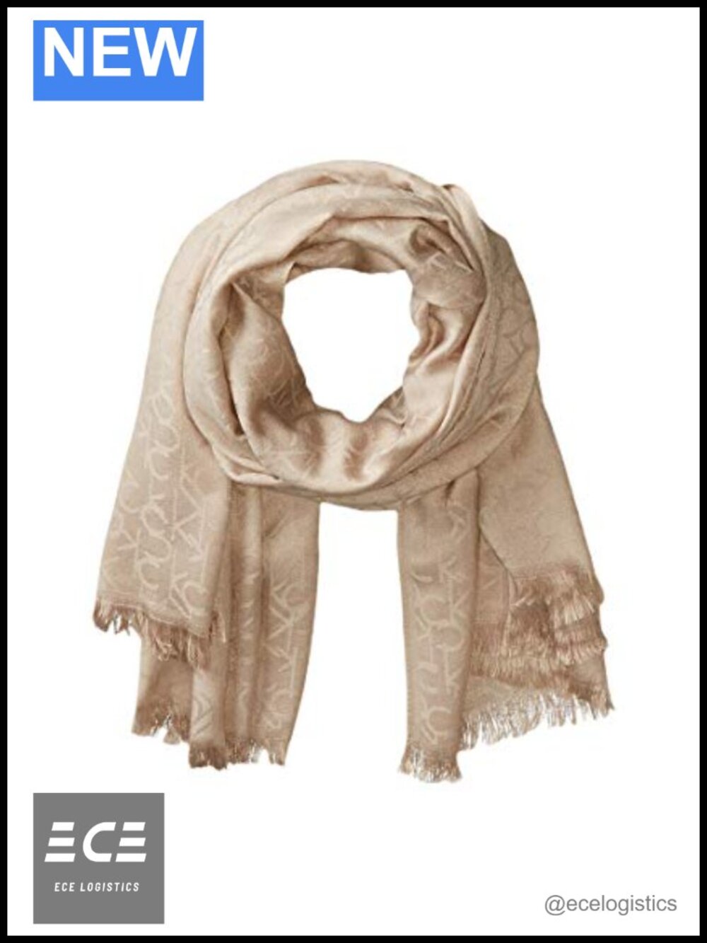 Calvin Klein Lightweight Pashmina Scarf Frayed Ends Travel Wrap